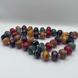 Vintage Colorful Lucite Beaded hand painted round beads Made in Hong Kong